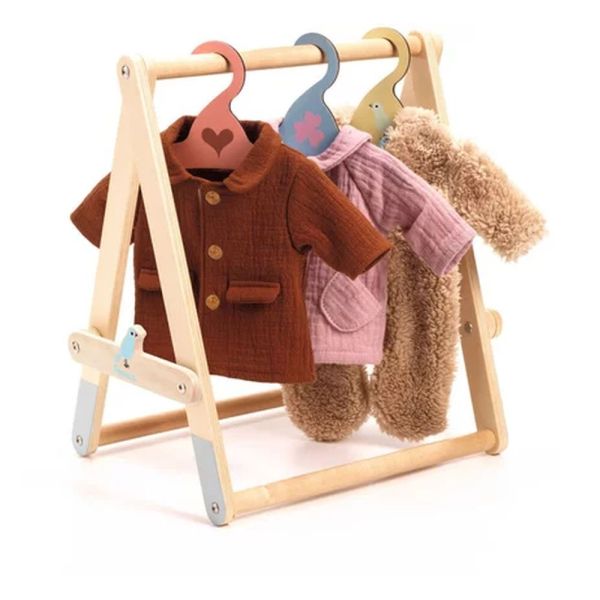 Portant et 3 cintres pour vêtements poupée Poméa
