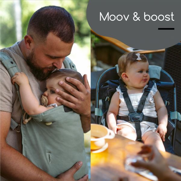 Porte bébé physiologique Moov & Boost vert sauge