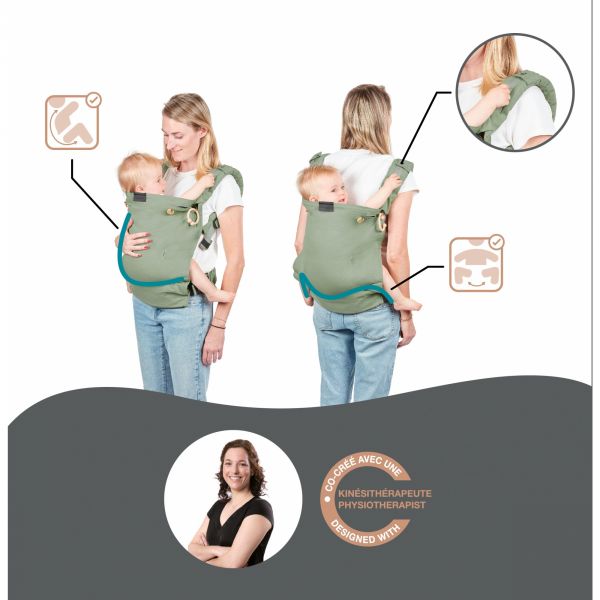 Porte bébé physiologique Moov & Boost vert sauge