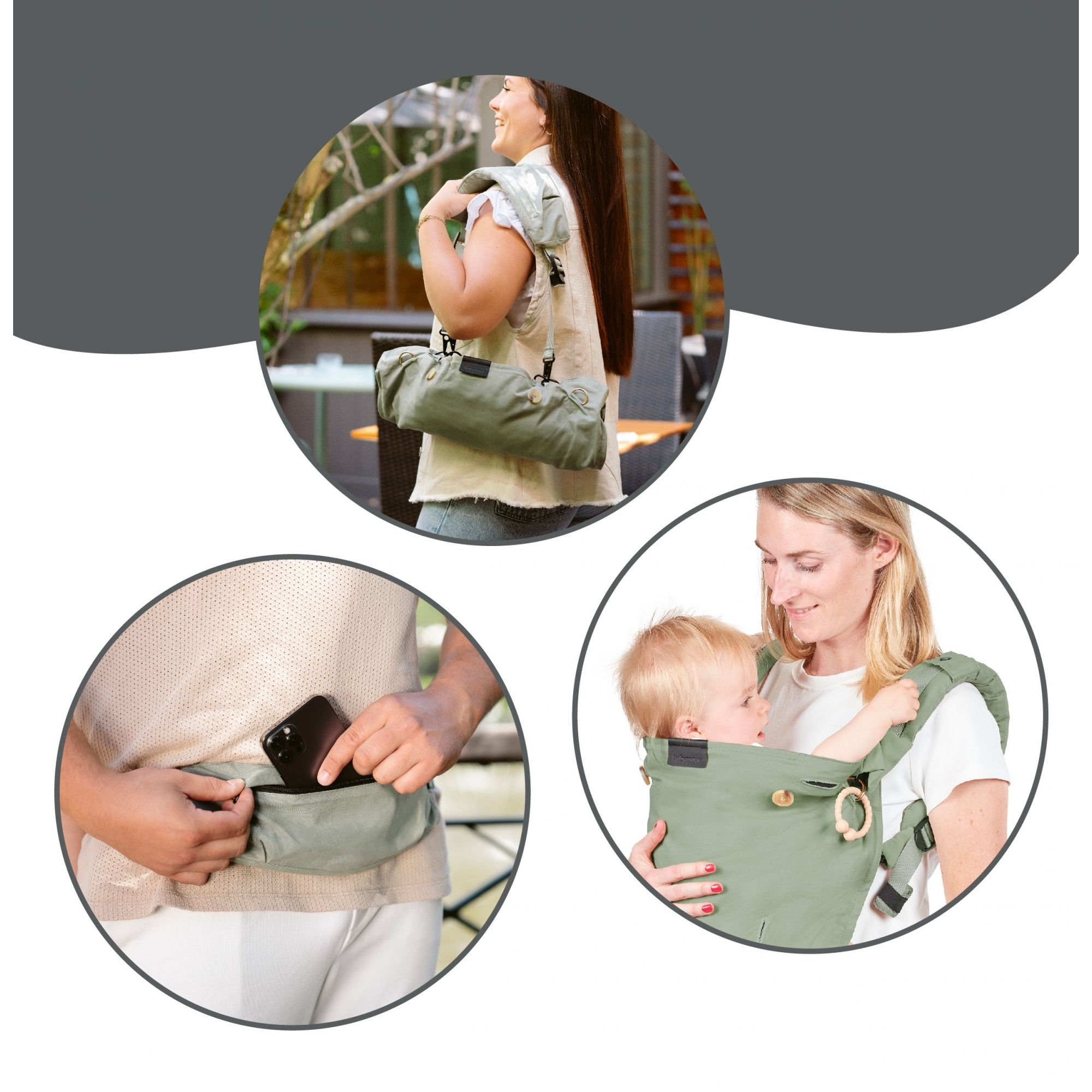 Écharpe de portage en bandoulière - Porte-bébé physiologique - Le