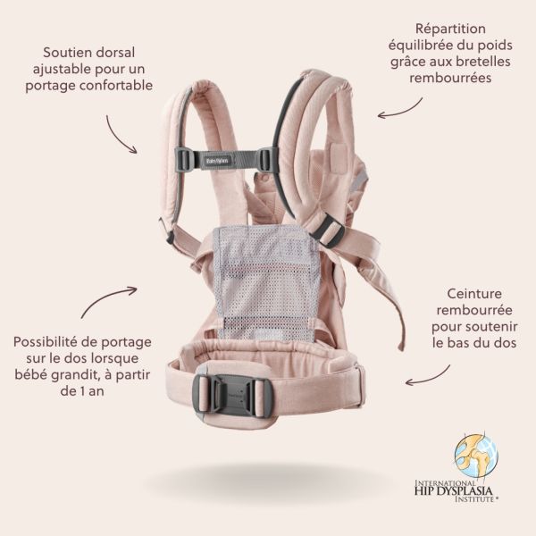 Porte bébé Harmony tissé chiné rose