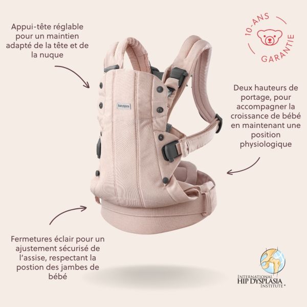 Porte bébé Harmony tissé chiné rose