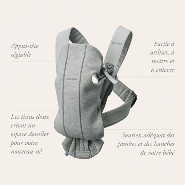 Porte bébé Mini jersey 3D gris charbon