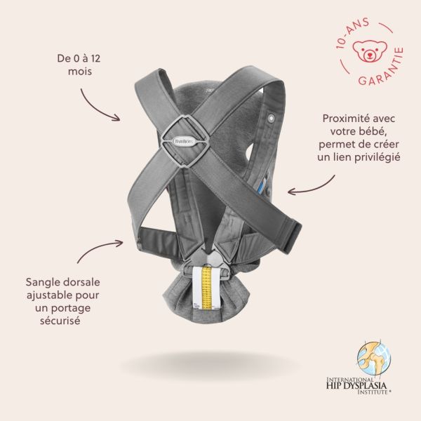 Porte bébé Mini jersey 3D gris foncé