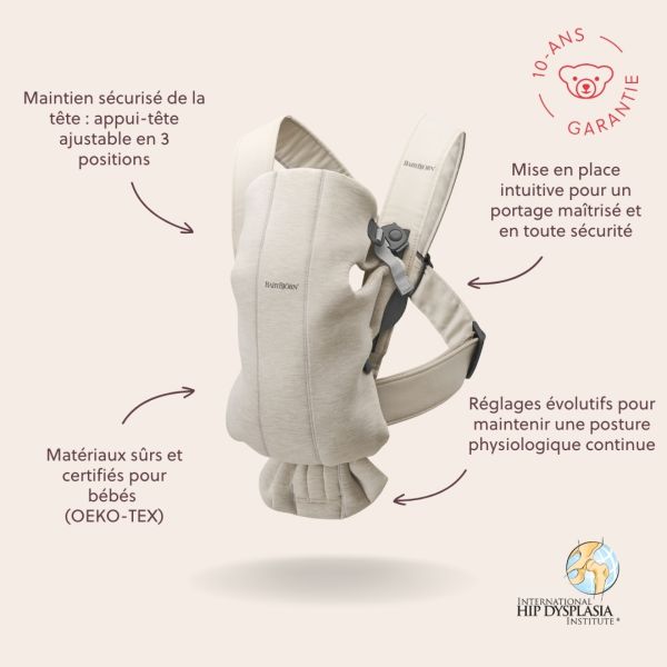 Porte bébé Mini jersey 3D Beige clair