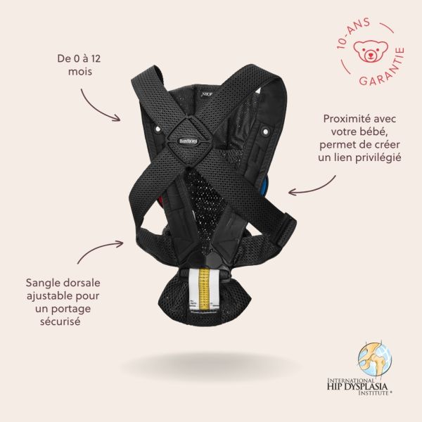 Porte bébé Mini mesh 3D noir