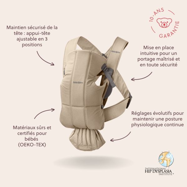 Porte bébé Mini tissé beige