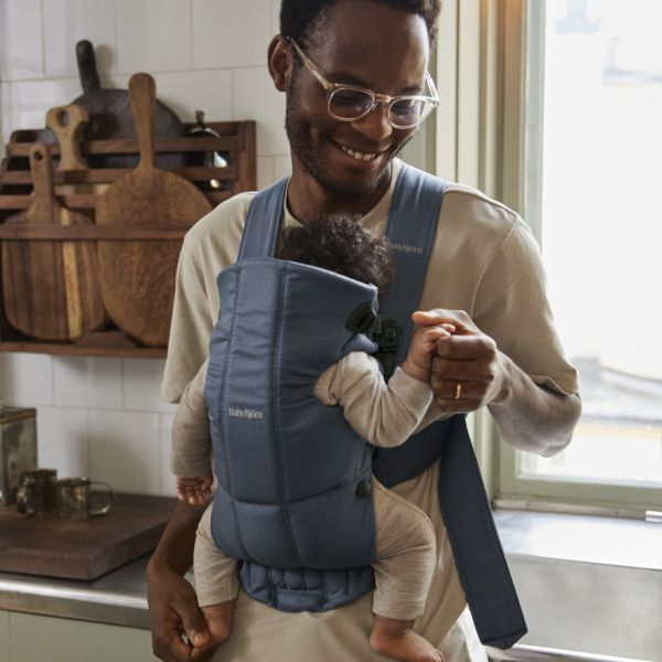 Porte bébé Mini coton bleu indigo