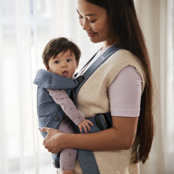 Porte bébé Mini coton bleu indigo
