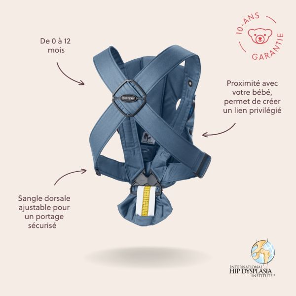 Porte bébé Mini coton bleu indigo