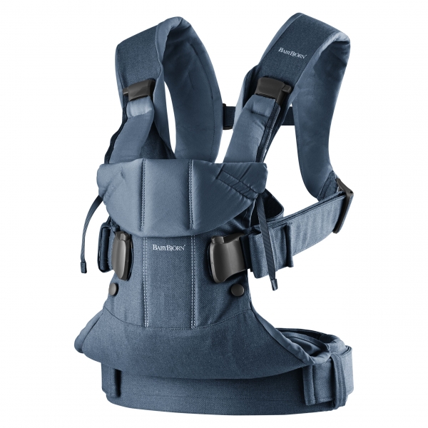 Porte bébé One coton mix bleu demin et bleu nuit
