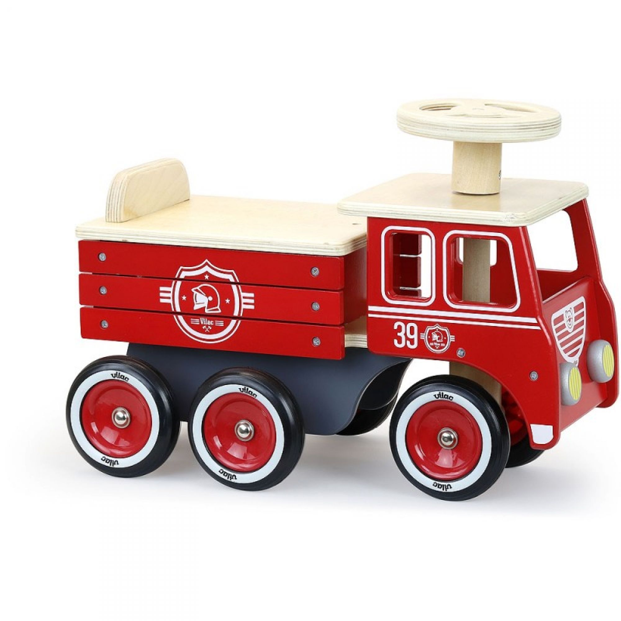 Porteur camion de pompiers en bois - Made in Bébé