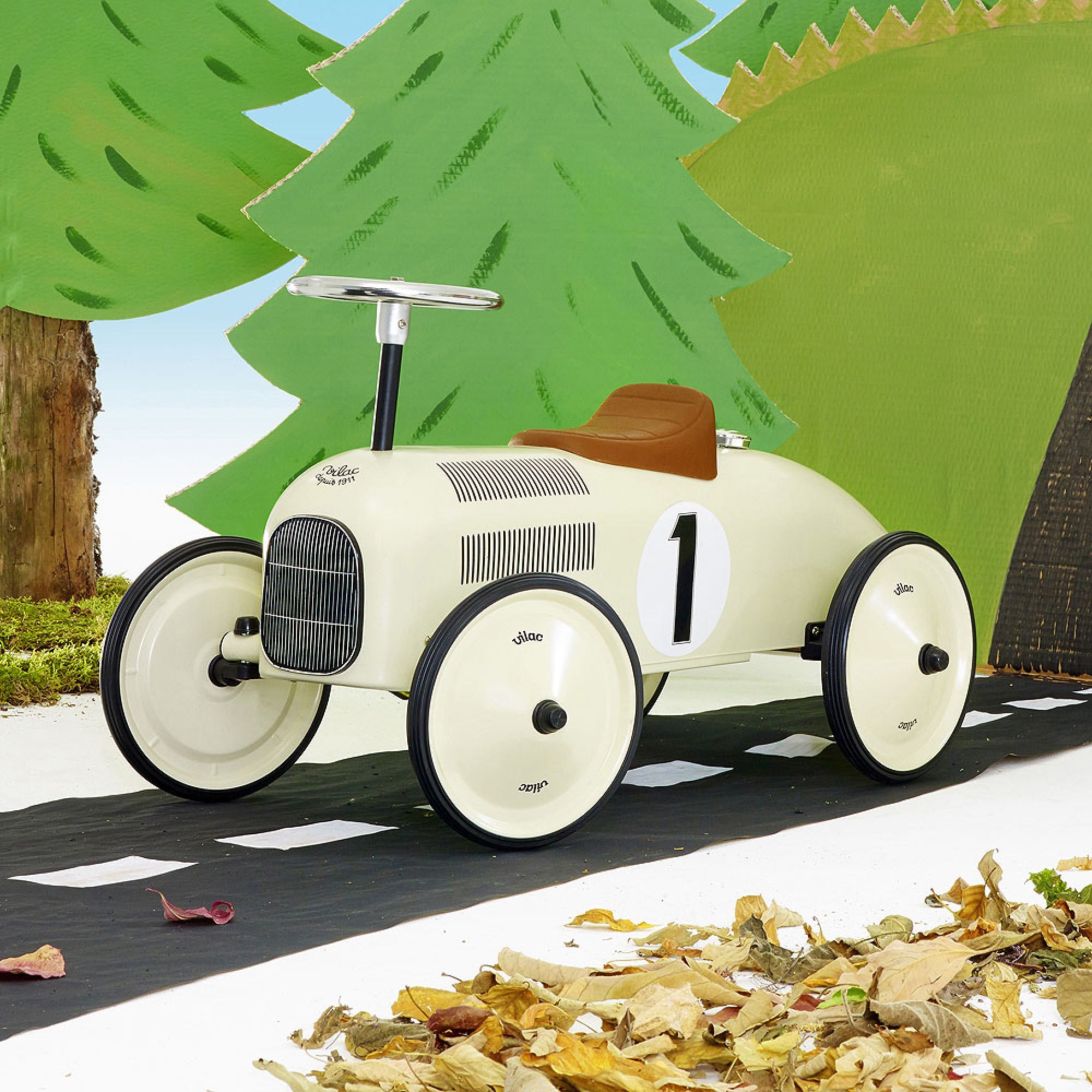 Porteur voiture vintage Blanc creme