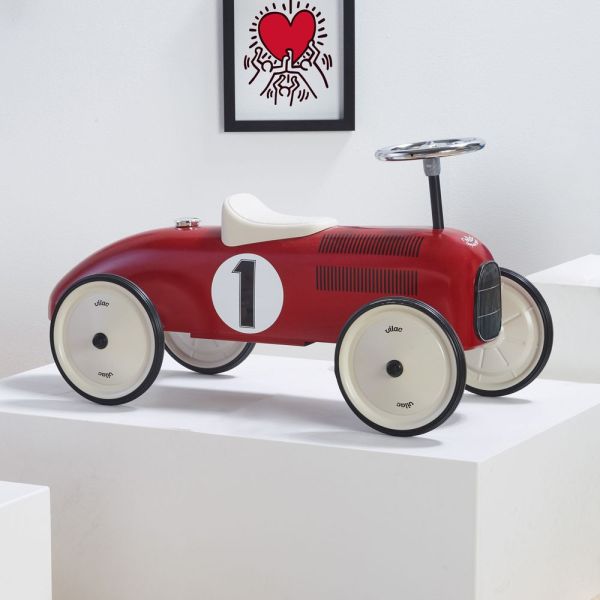 Porteur voiture vintage Rouge et crème