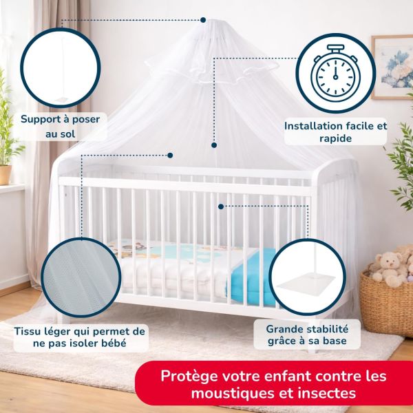 Moustiquaire avec support Posi Moustik à poser pour lit bébé