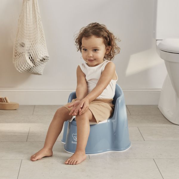 Pot fauteuil bleu profond et blanc