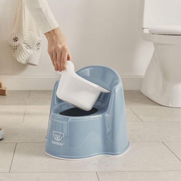 Pot fauteuil bleu profond et blanc
