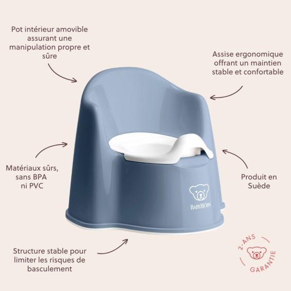 Pot fauteuil bleu profond et blanc