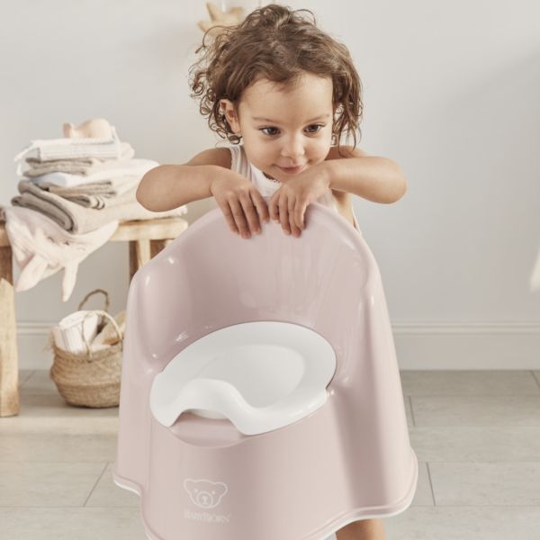 Pot fauteuil rose pastel et blanc