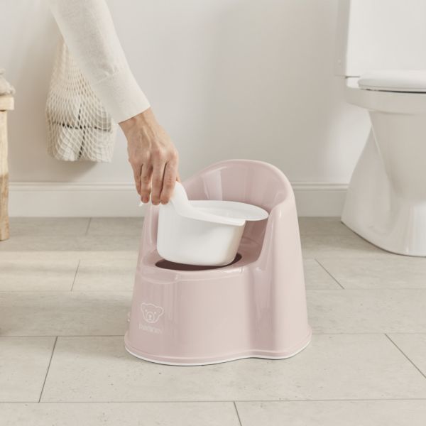 Pot fauteuil rose pastel et blanc