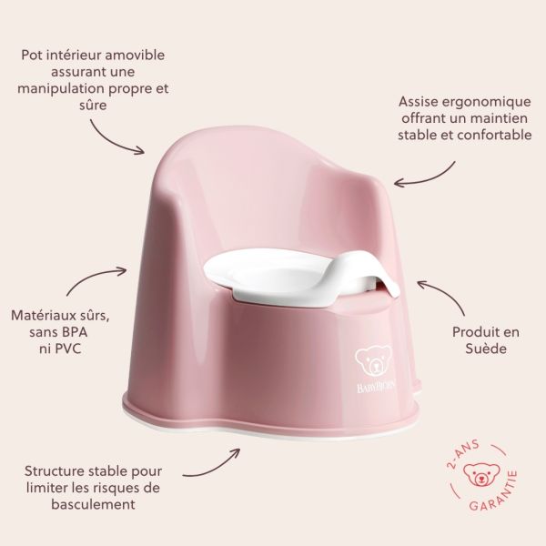Pot fauteuil rose pastel et blanc