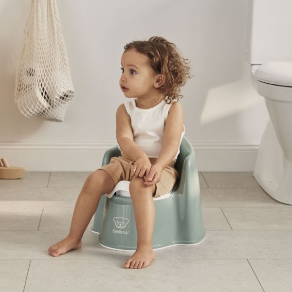 Pot fauteuil vert profond et blanc