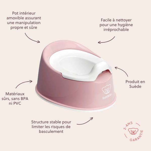 Pot Smart rose pastel et blanc