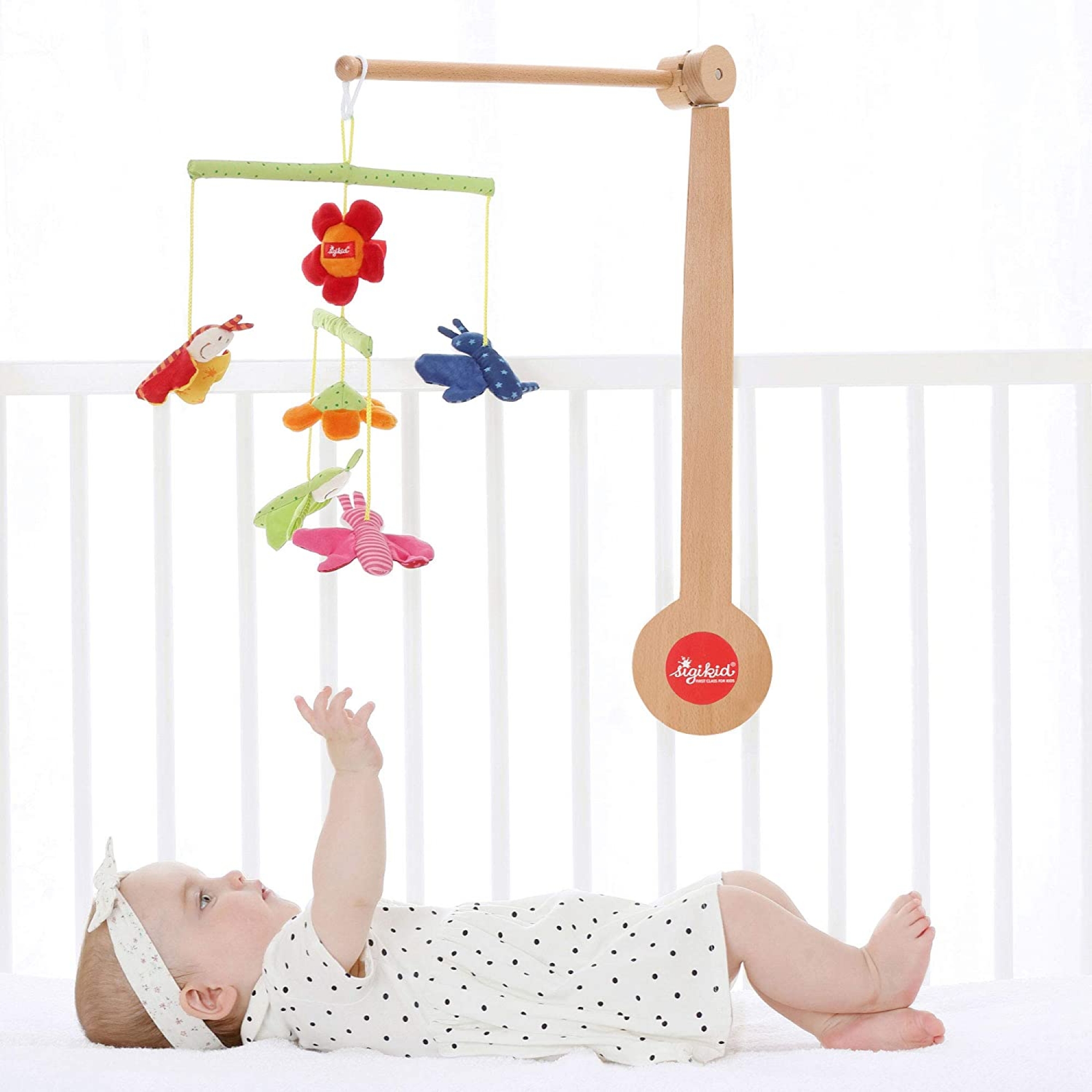 Support mobile bébé en bois rond – Amour De Bébé