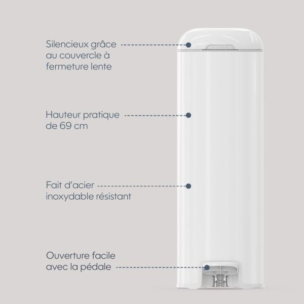 Poubelle à couches Platinum grise avec 1 recharge Easy Roll