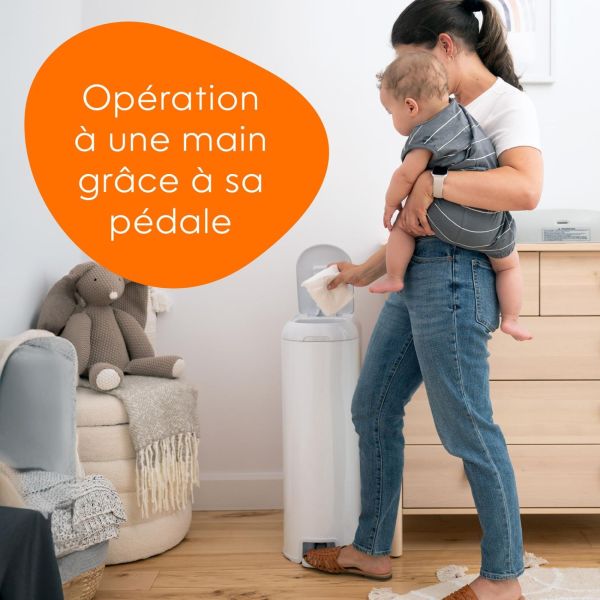 Poubelle à couches Platinum grise avec 1 recharge Easy Roll