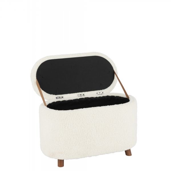 Pouf coffre de rangement Teddy blanc