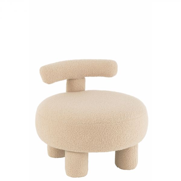 Pouf rond avec dossier Bouclé beige