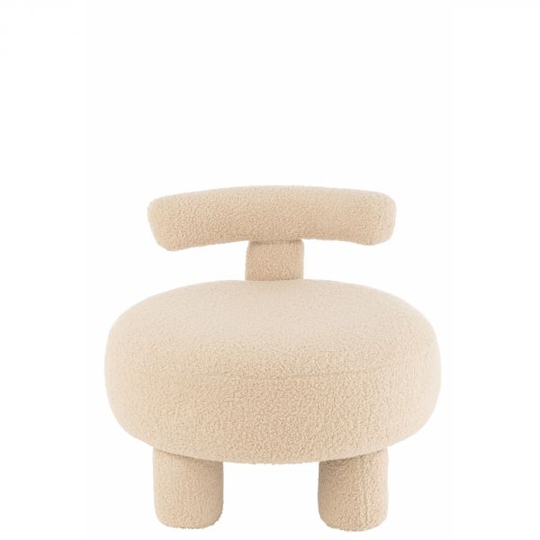 Pouf rond avec dossier Bouclé beige