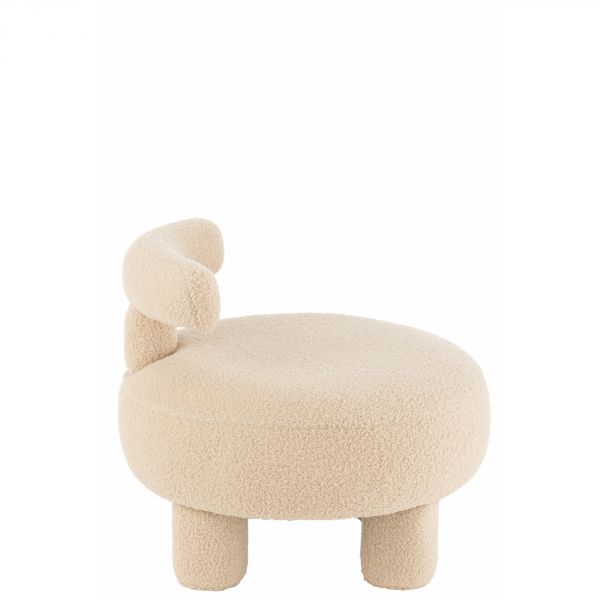 Pouf rond avec dossier Bouclé beige