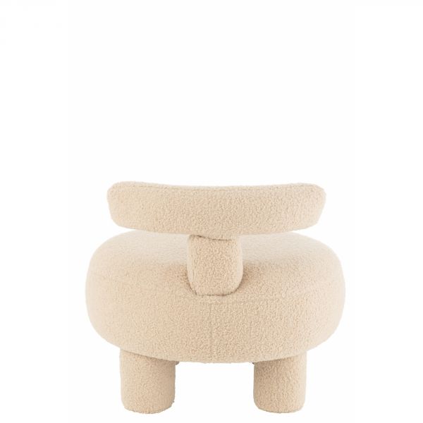 Pouf rond avec dossier Bouclé beige