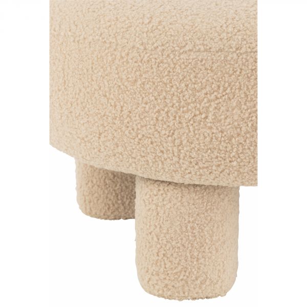 Pouf rond avec dossier Bouclé beige