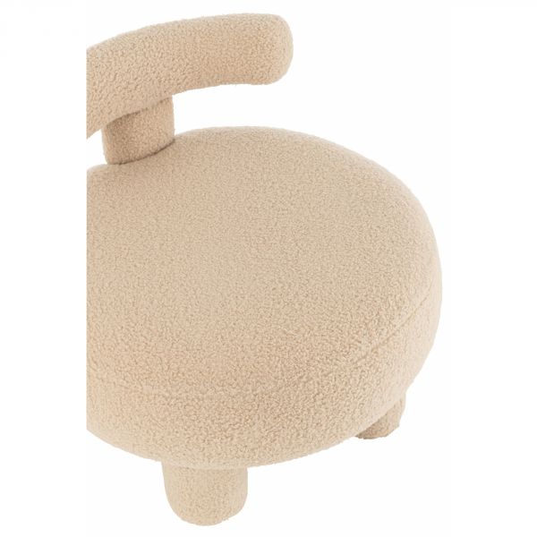 Pouf rond avec dossier Bouclé beige