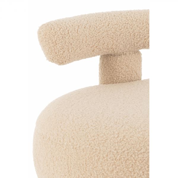 Pouf rond avec dossier Bouclé beige