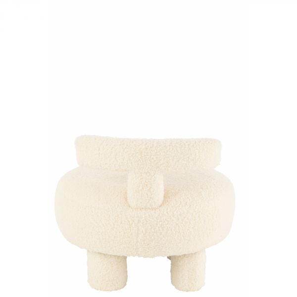 Pouf rond avec dossier Bouclé blanc