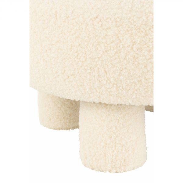 Pouf rond avec dossier Bouclé blanc