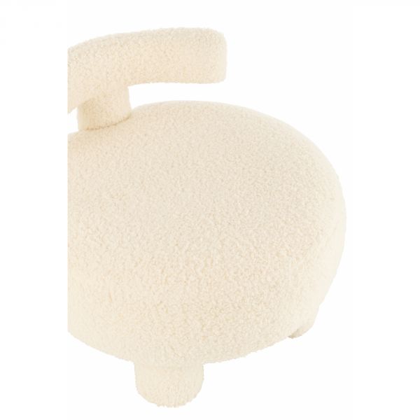 Pouf rond avec dossier Bouclé blanc