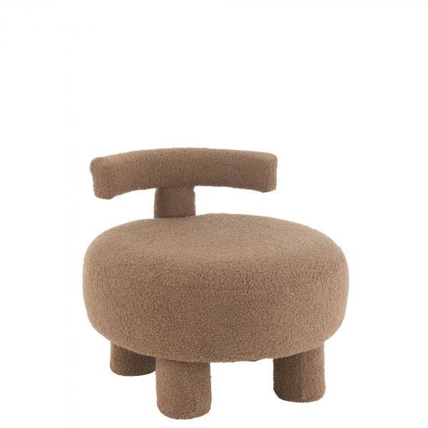 Pouf rond avec dossier Velours marron