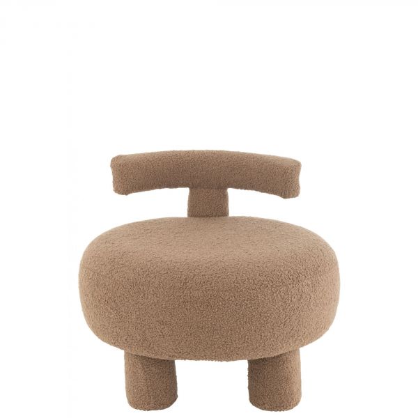 Pouf rond avec dossier Velours marron