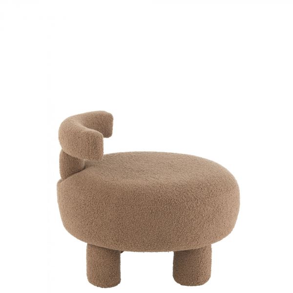 Pouf rond avec dossier Velours marron