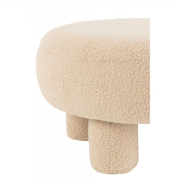 Pouf rond avec pieds Teddy Bouclé beige