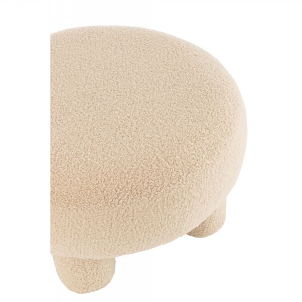 Pouf rond avec pieds Teddy Bouclé beige