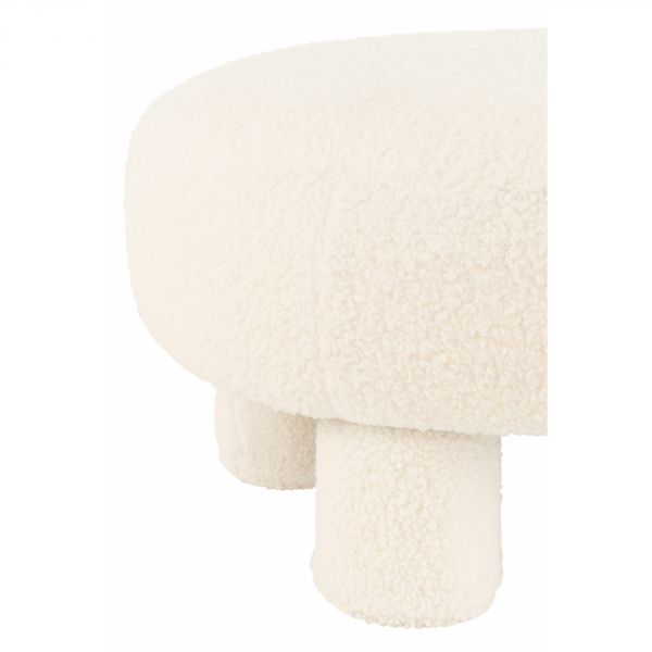 Pouf rond avec pieds Teddy Bouclé blanc