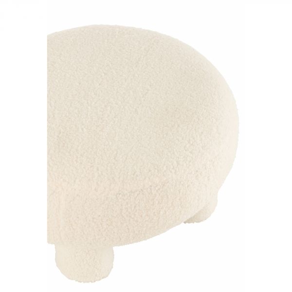 Pouf rond avec pieds Teddy Bouclé blanc