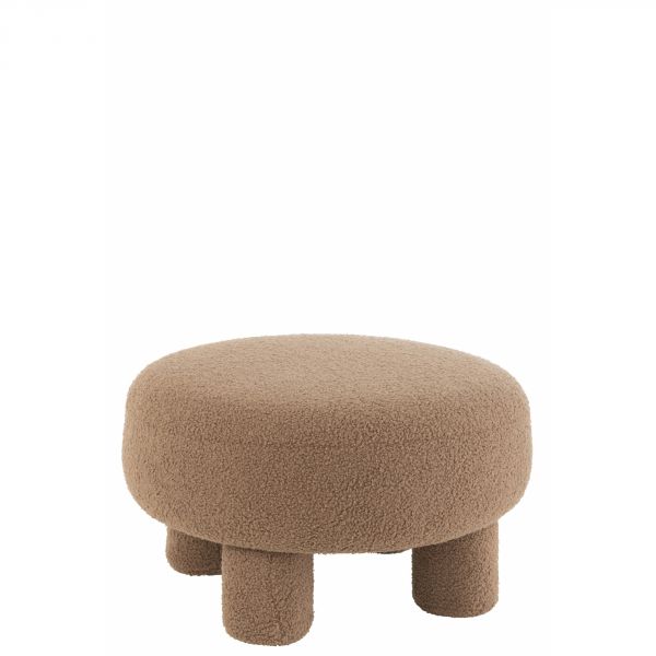 Pouf rond avec pieds Teddy Velours marron