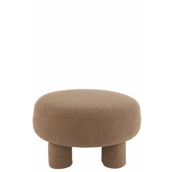 Pouf rond avec pieds Teddy Velours marron